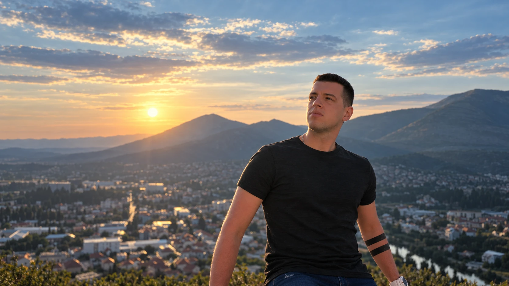 Marko Vujanović at a viewpoint before sunset